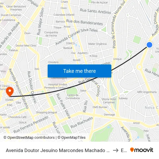 Avenida Doutor Jesuíno Marcondes Machado 1270 - Chácara Da Barra Campinas - SP 13090-723 Brasil to Esamc map