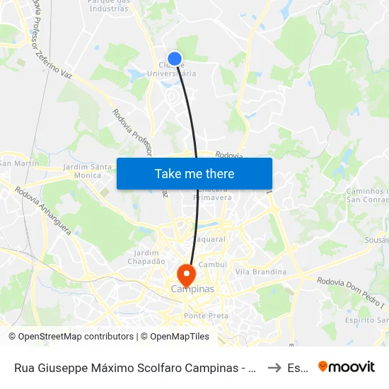 Rua Giuseppe Máximo Scolfaro Campinas - São Paulo 13083 Brasil to Esamc map