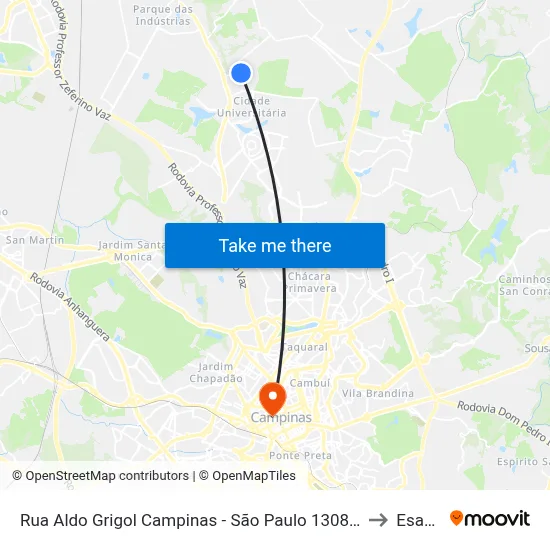 Rua Aldo Grigol Campinas - São Paulo 13085 Brasil to Esamc map