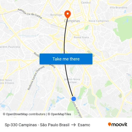 Sp-330 Campinas - São Paulo Brasil to Esamc map