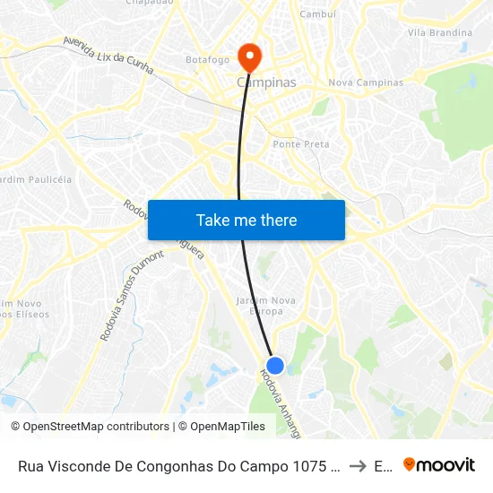 Rua Visconde De Congonhas Do Campo 1075 - Jardim Nova Europa Campinas - SP 13040-701 Brasil to Esamc map