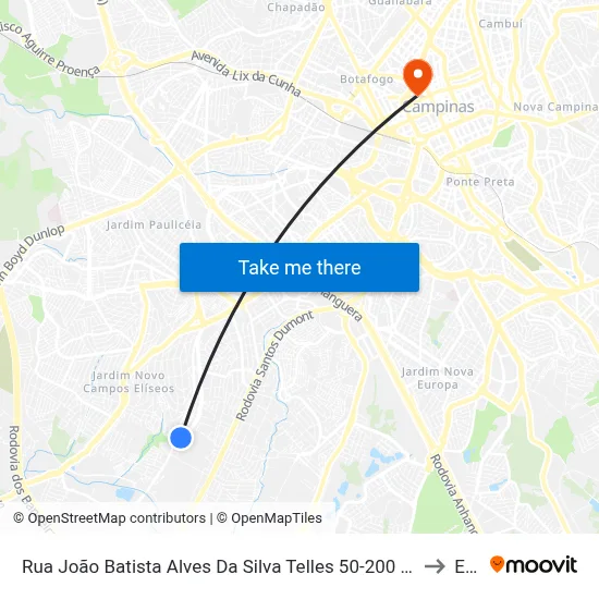 Rua João Batista Alves Da Silva Telles 50-200 - Jardim Indianopolis Campinas - SP 13050-211 Brasil to Esamc map