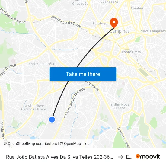 Rua João Batista Alves Da Silva Telles 202-360 - Jardim Indianopolis Campinas - SP 13050-211 Brasil to Esamc map