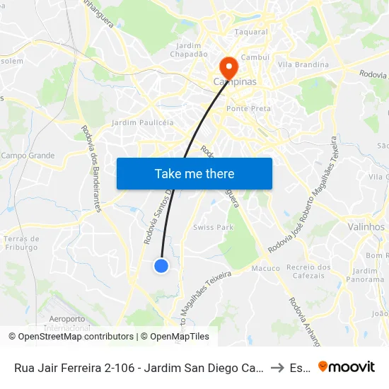 Rua Jair Ferreira 2-106 - Jardim San Diego Campinas - SP 13052-573 Brasil to Esamc map
