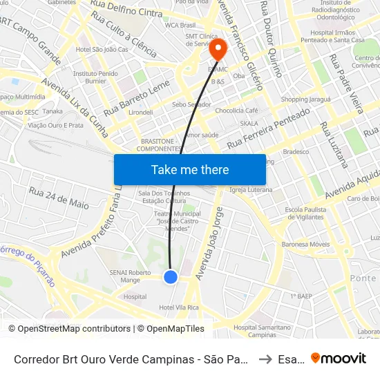 Corredor Brt Ouro Verde Campinas - São Paulo 13036 Brasil to Esamc map