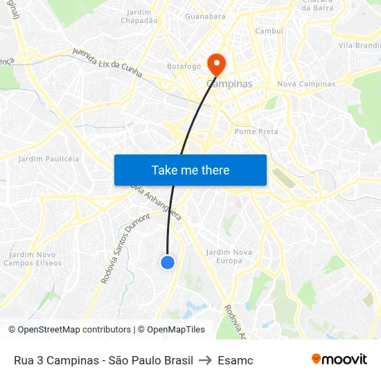 Rua 3 Campinas - São Paulo Brasil to Esamc map