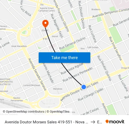 Avenida Doutor Moraes Sales 419-551 - Nova Campinas Campinas - SP 13092-111 Brasil to Esamc map