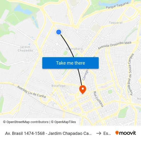 Av. Brasil 1474-1568 - Jardim Chapadao Campinas - SP Brasil to Esamc map