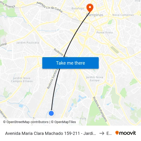 Avenida Maria Clara Machado 159-211 - Jardim Santa Cruz Campinas - SP 13051-207 Brasil to Esamc map