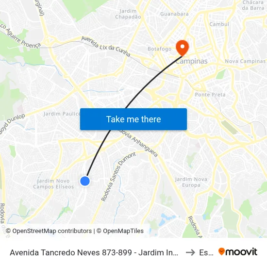 Avenida Tancredo Neves 873-899 - Jardim Indianopolis Campinas - SP Brasil to Esamc map