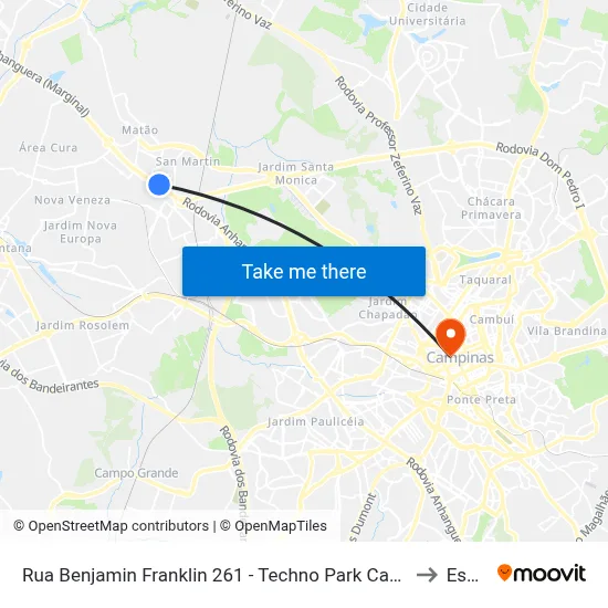 Rua Benjamin Franklin 261 - Techno Park Campinas - SP Brasil to Esamc map