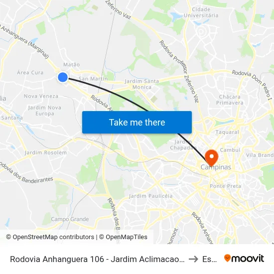 Rodovia Anhanguera 106 - Jardim Aclimacao Campinas - SP Brasil to Esamc map