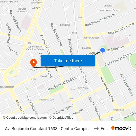 Av. Benjamin Constant 1633 - Centro Campinas - SP 13010-142 Brasil to Esamc map
