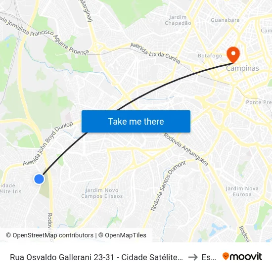Rua Osvaldo Gallerani 23-31 - Cidade Satélite Íris Campinas - SP Brasil to Esamc map