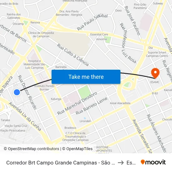Corredor Brt Campo Grande Campinas - São Paulo 13070 Brasil to Esamc map