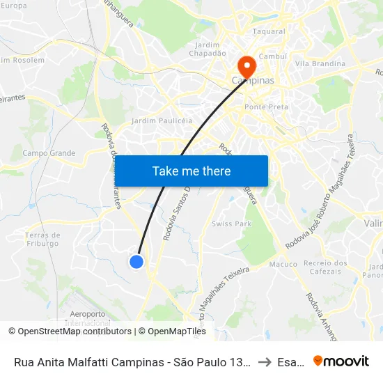 Rua Anita Malfatti Campinas - São Paulo 13054 Brasil to Esamc map