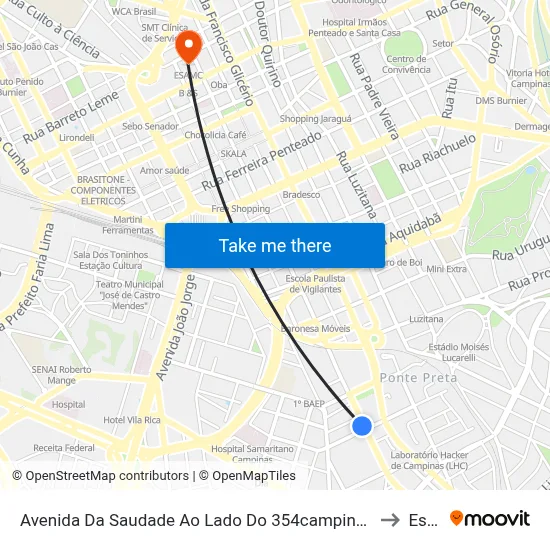 Avenida Da Saudade Ao Lado Do  354campinas - São Paulo 13041 Brasil to Esamc map