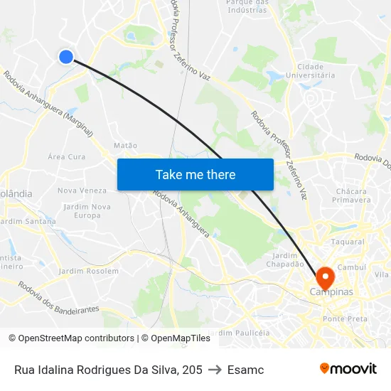 Rua Idalina Rodrigues Da Silva, 205 to Esamc map