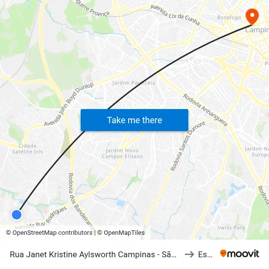 Rua Janet Kristine Aylsworth Campinas - São Paulo 13056 Brasil to Esamc map