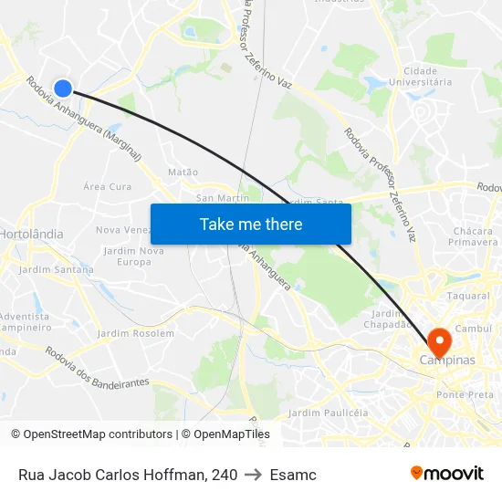 Rua Jacob Carlos Hoffman, 240 to Esamc map
