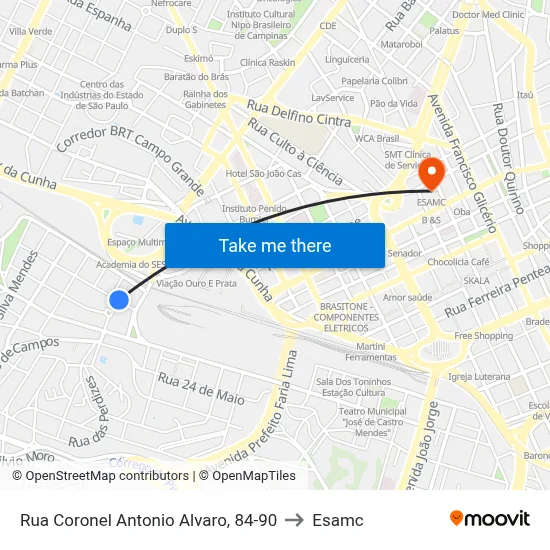 Rua Coronel Antonio Alvaro, 84-90 to Esamc map