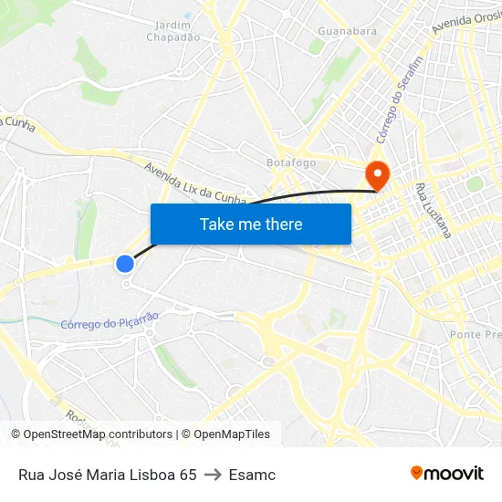 Rua José Maria Lisboa 65 to Esamc map