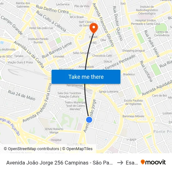 Avenida João Jorge 256 Campinas - São Paulo 13035 Brasil to Esamc map