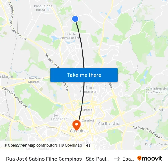 Rua José Sabino Filho Campinas - São Paulo 13085 Brasil to Esamc map