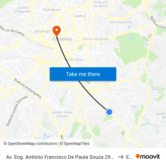 Av. Eng. Antônio Francisco De Paula Souza 2940 - Jardim São Vicente Campinas - SP 13044-502 Brasil to Esamc map