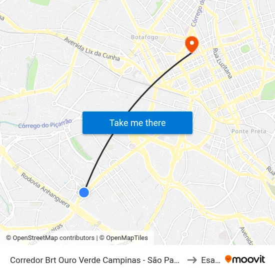 Corredor Brt Ouro Verde Campinas - São Paulo 13030 Brasil to Esamc map