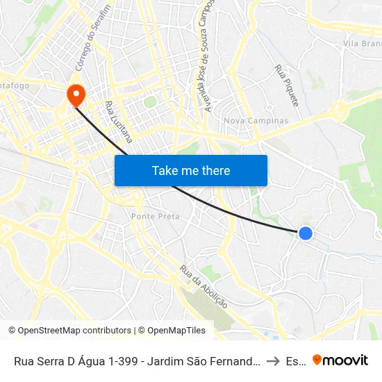 Rua Serra D Água 1-399 - Jardim São Fernando Campinas - SP 13100-370 Brasil to Esamc map