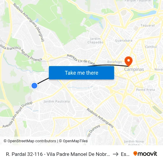 R. Pardal 32-116 - Vila Padre Manoel De Nobrega Campinas - SP Brasil to Esamc map