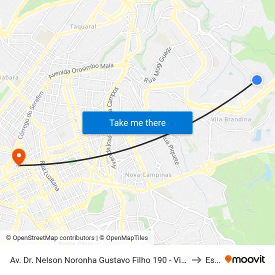 Av. Dr. Nelson Noronha Gustavo Filho 190 - Vila Brandina Campinas - SP Brasil to Esamc map