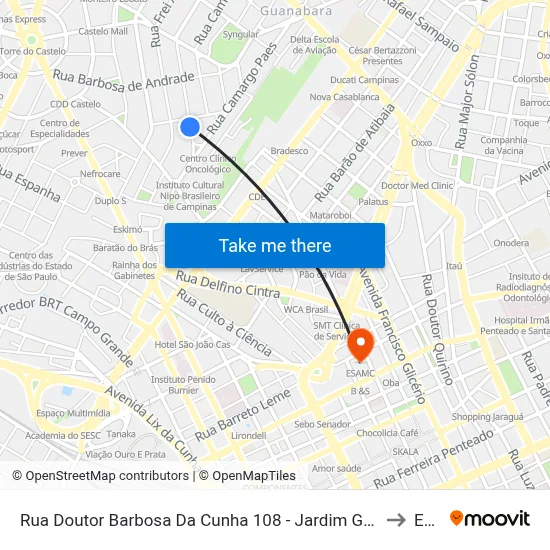 Rua Doutor Barbosa Da Cunha 108 - Jardim Guanabara Campinas - SP 13073-320 Brasil to Esamc map