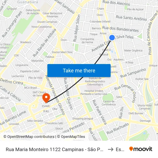 Rua Maria Monteiro 1122 Campinas - São Paulo 13025 Brasil to Esamc map