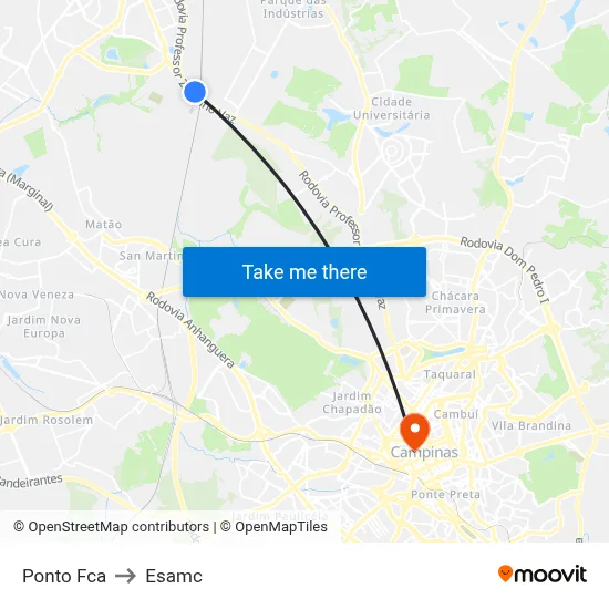 Ponto Fca to Esamc map