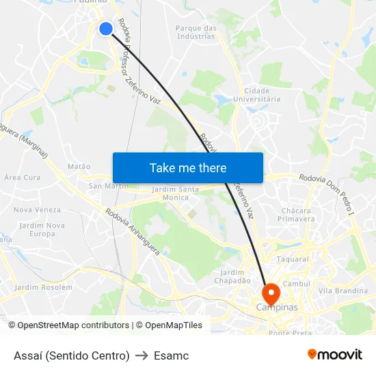 Assaí (Sentido Centro) to Esamc map
