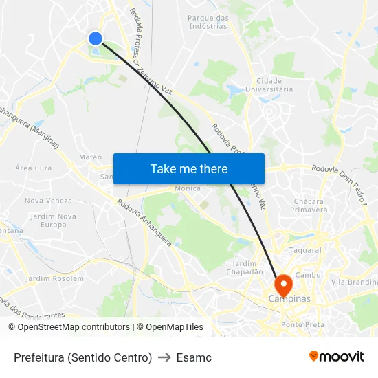 Prefeitura (Sentido Centro) to Esamc map