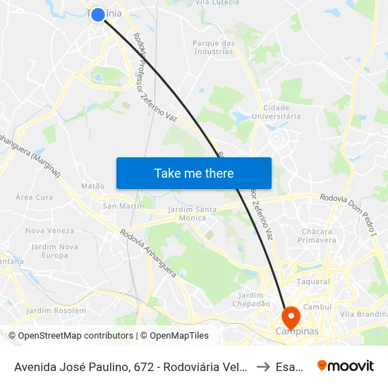 Avenida José Paulino, 672 - Rodoviária Velha to Esamc map