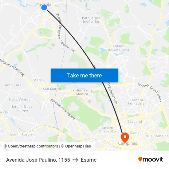 Avenida José Paulino, 1155 to Esamc map