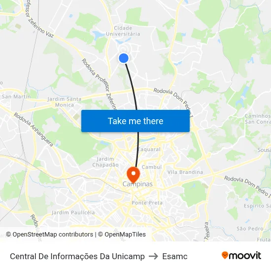 Central De Informações Da Unicamp to Esamc map