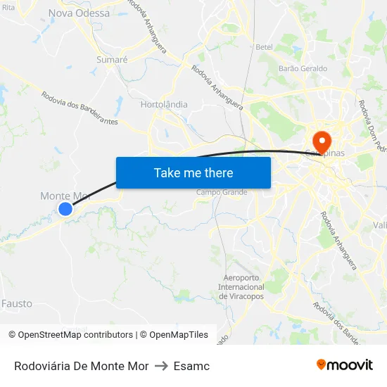 Rodoviária De Monte Mor to Esamc map
