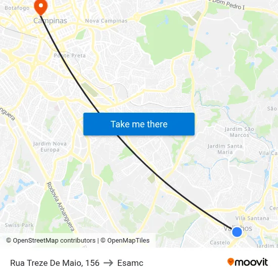 Rua Treze De Maio, 156 to Esamc map