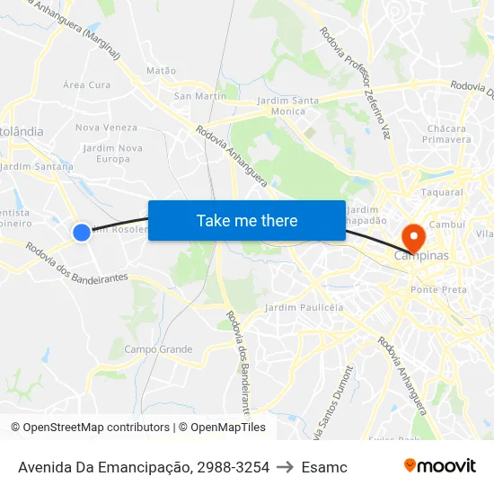 Avenida Da Emancipação, 2988-3254 to Esamc map