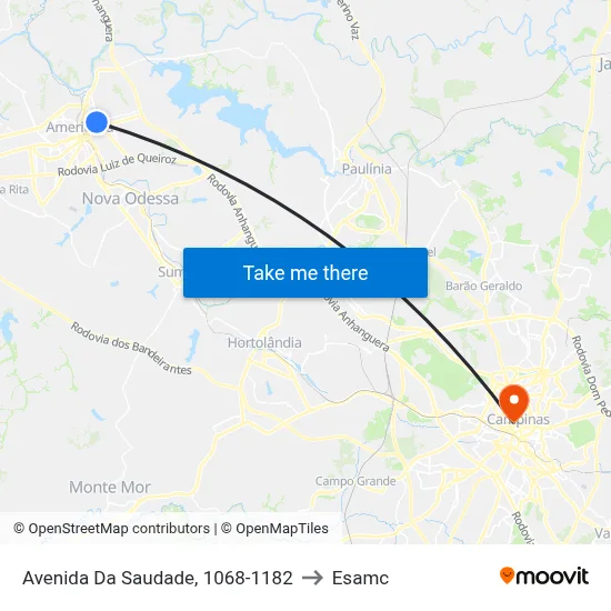 Avenida Da Saudade, 1068-1182 to Esamc map
