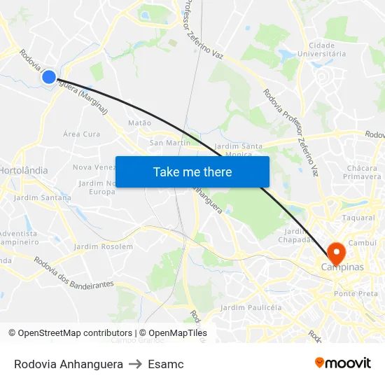 Rodovia Anhanguera to Esamc map