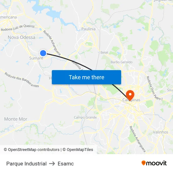 Parque Industrial to Esamc map
