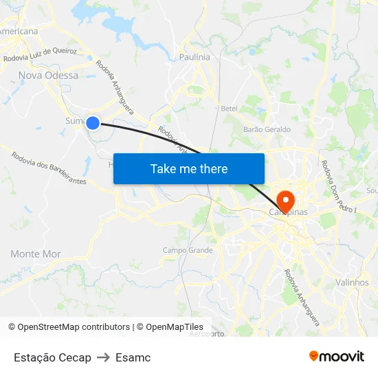 Estação Cecap to Esamc map