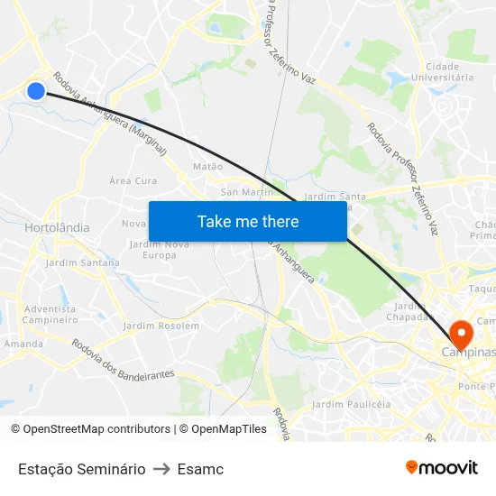 Estação Seminário to Esamc map