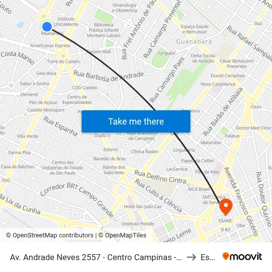 Av. Andrade Neves 2557 - Centro Campinas - SP 13013-160 Brasil to Esamc map
